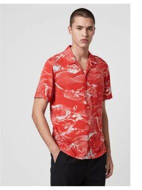 All saints Flood Button Up Shirt Small Resortwear Japanese Hawaiian Relaxed
